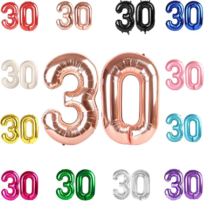 Rose Gold Number 30 Balloon 40 Inch by IWERP