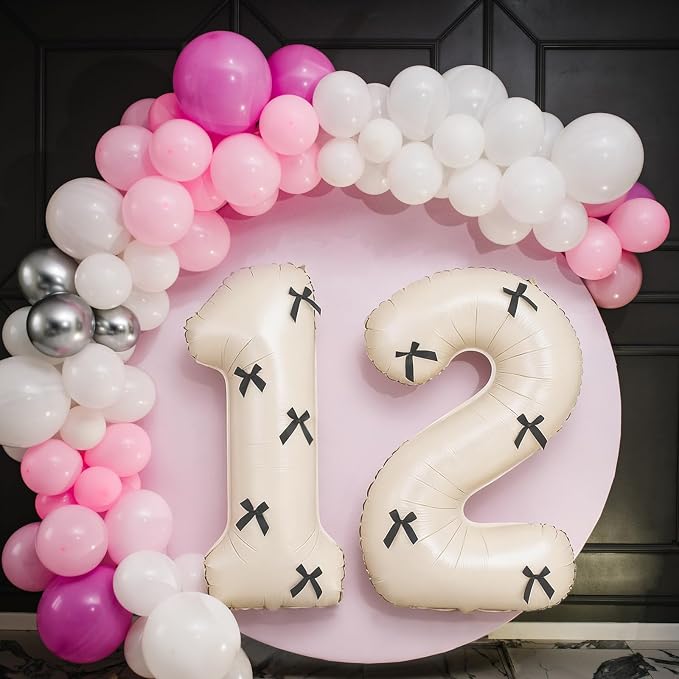 40 Inch Number Balloons with Bow Coquette Birthday Decorations Giant Number 1 - Image 4