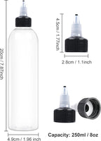 6 Pcs 8oz Plastic Squeeze Bottles with Twist Top Cap, 250ml Clear Dispensing Bottles, Empty Squirt Bottle for Liquids, Sauces, Arts, Crafts, Travel