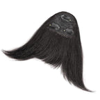 Yaki Straight Bangs Hair Extensions for Women Brown Black Synthetic Fringe with Temples Handmade Kinky Straight Bangs Hairpiece with 3 Clips in(2#)