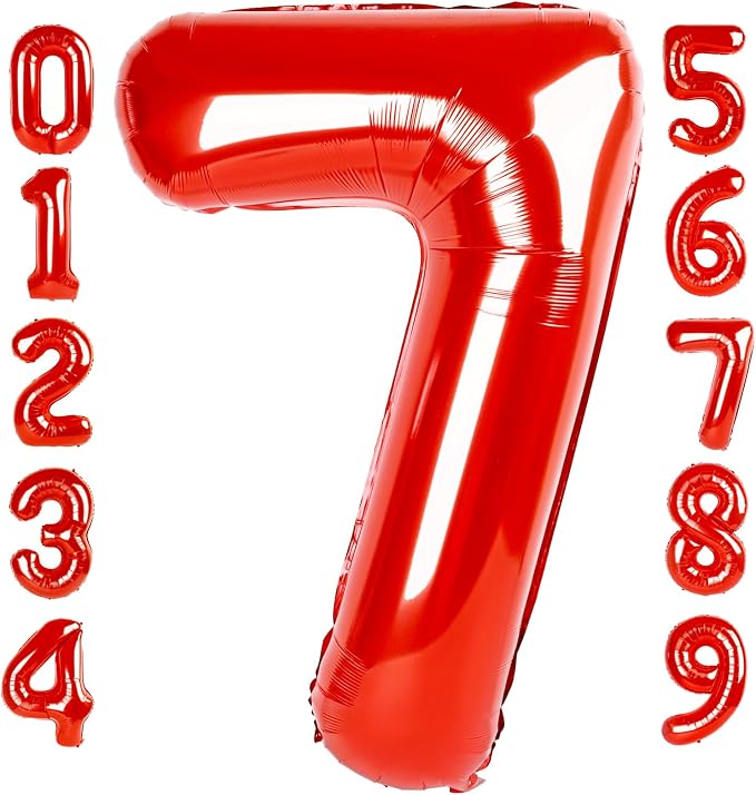 Number 7 Balloons 40 Inch Red Balloon by Mluchee