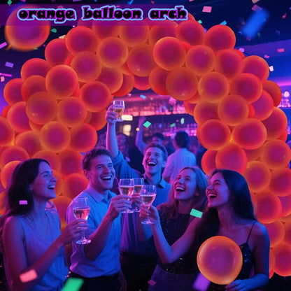 100 Pcs UV Neon Orange Balloons 12 inch Neon Party Supplies, Glow in the Dark - Image 8