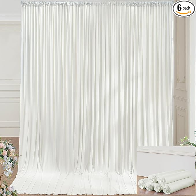 30×14ft Wrinkle Free Ivory Backdrop Curtain, Soft Silky Easy to Drape Cream by ENJOYYOURPARTY