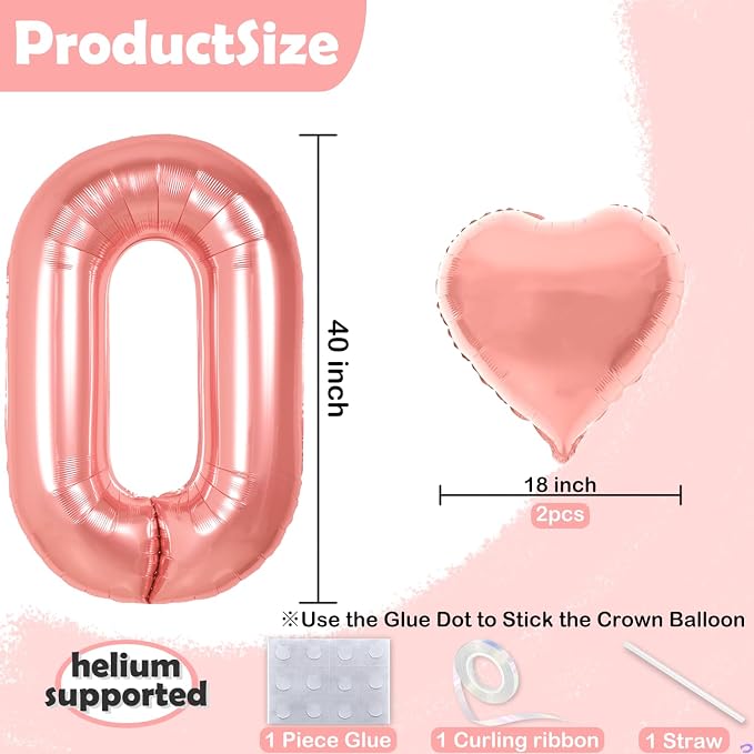 40 inch Rose Gold Birthday Balloons - Image 2