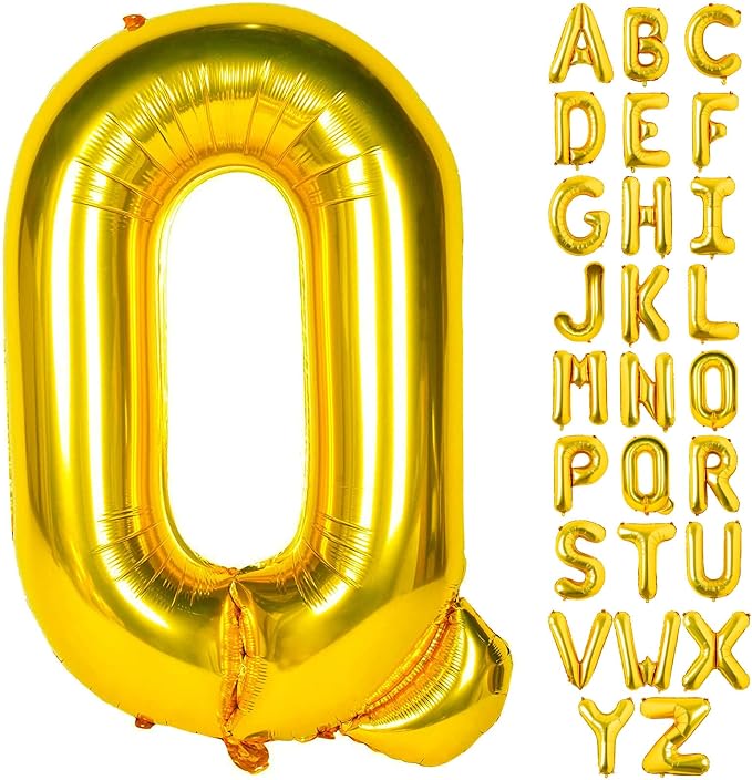 Lovoir 40 Inch Large Gold Letter Q Balloons Big Size Jumbo Mylar Foil Helium by Lovoir