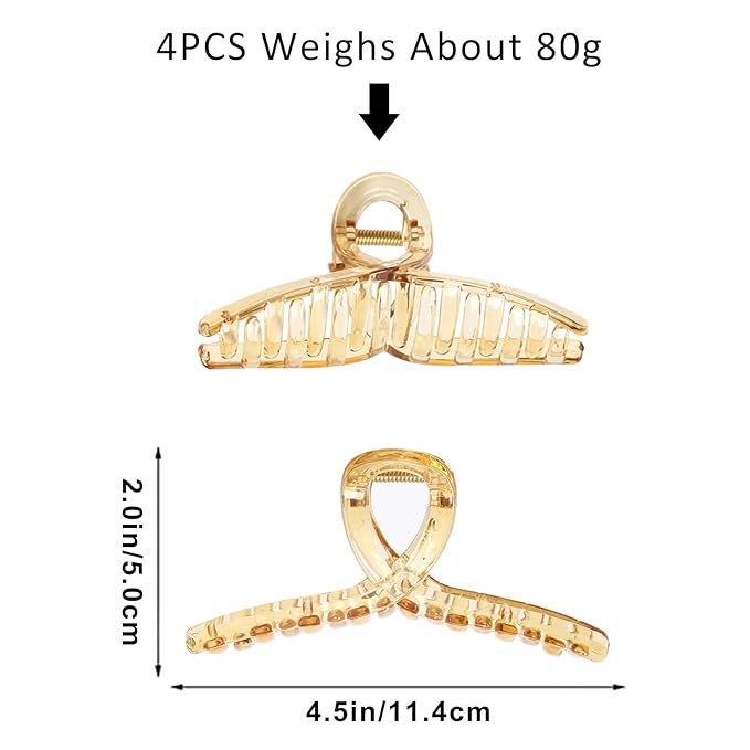 Big Hair Claw Clips Transparent Candy Color Big Jaw Butterfly Hair Claw Clamp Large Strong Hold Barrette Hair Accessories for Women 4 PCS