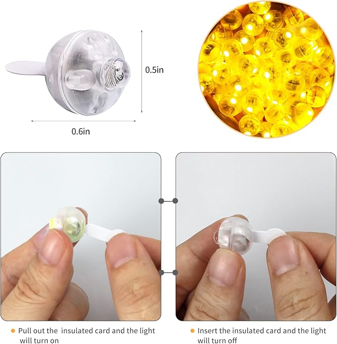 100pcs Yellow LED Balloon Light, Tiny Led Lights Round LED Ball Lamp - Image 2