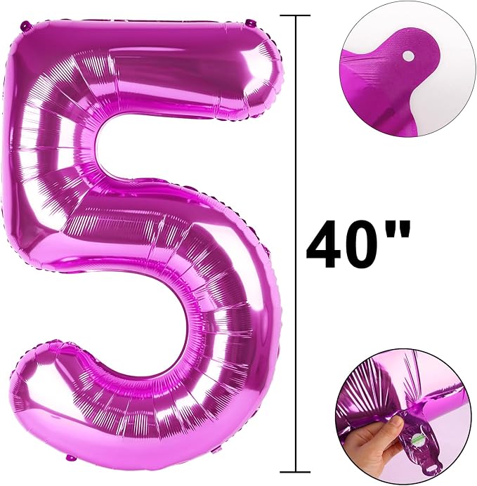 40 Inch Rose Purple Number 25 Balloons Foil Digital Helium Number Balloons - Image 5