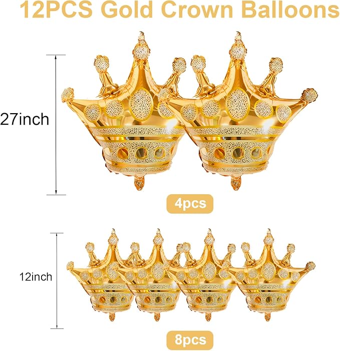 HILAVO Crown Balloons, Large Gold Foil Crown Balloons Gold Crowns Decoration - Image 7