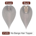 SEGO Hair Topper for Women, No Bangs Real Human Hair Topper with Anti-Slip Clips (8 Inches #Grey)