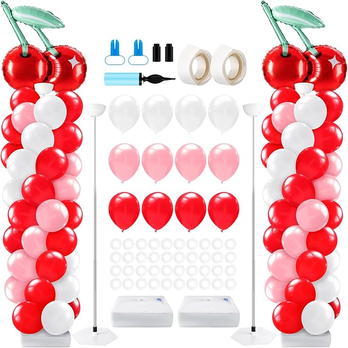 Kasyat 2 Set Cherry Balloon Column Stand Kit by Kasyat