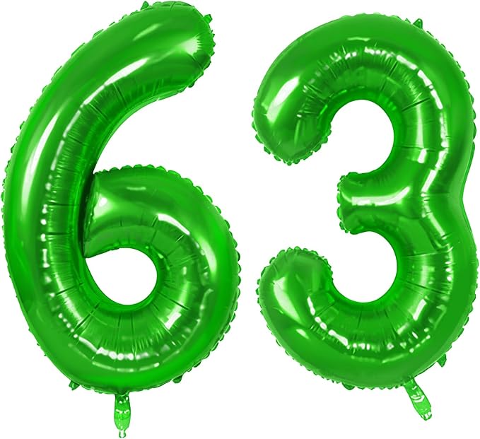 Number 63 Balloons for 63rd Birthday Party Decorations, 0-100 Large No.63 by Joycard
