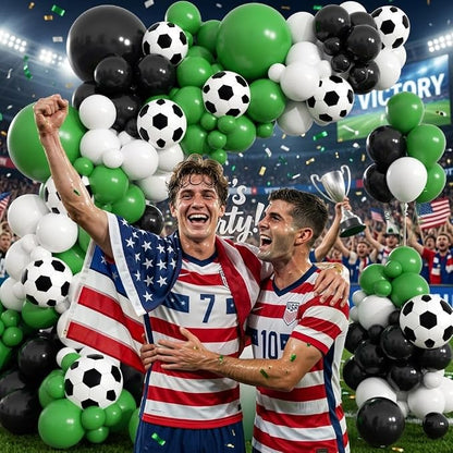 181Pcs Soccer Balloon Garland Arch Kit -Green White Black Soccer Party - Image 3