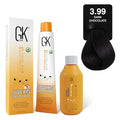 GK HAIR Global Keratin Chocolate 3.99 Dark Hair Color Cream Tube (3.4 Fl Oz/100ml) + 20 Volume Developer (5 Fl Oz/150ml) - Professional Permanent Long Lasting Toner Dye