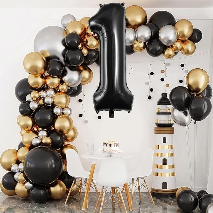 Black Number 1 Balloons 40 Inch Large Foil Balloons, Giant Number Balloon - Image 2