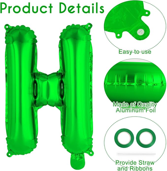 52 Pcs Green Letter Balloons, 16 Inch Foil Alphabet Letter Balloons, Letter A-Z - Image 5