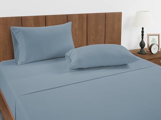 Lane Linen 100% Organic Cotton Pillow Cases Standard Size Set of 2 (20"x26") - Cotton Pillowcases Standard Size - Soft Yellow Pillow Cases Set of 2 - Standard Pillow Case Pack of 2 - French Blue