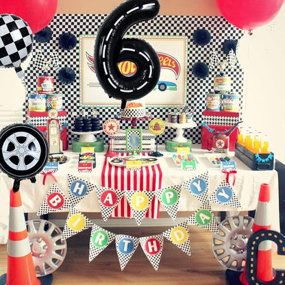 TONIFUL Race Car Black Balloons Car Birthday Party Supplies, 40 Inch Giant - Image 5
