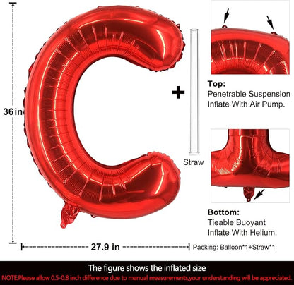 Lovoir 40 Inch Large Red Letter C Balloons Big Size Jumbo Mylar Foil Helium - Image 2