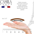 Camila Paris CP3449 French Hair Barrette Clip for Girls Caramel, Rubberized Metal Clasp Strong Hold Grip Hair Clips for Women, No Slip Durable and Styling Girls Hair Accessories, Made in France