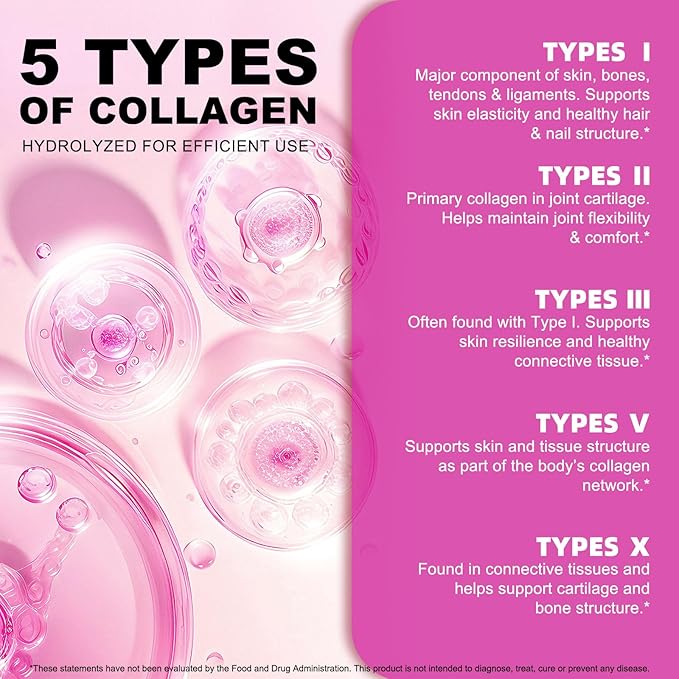 Multi Collagen Peptides Powder - Types I, II, III, V, X – Grass Fed, Pasture Raised - Supports Skin, Hair, Nails & Joints - Flavorless, Hydrolyzed, Easy to Mix - Non-GMO, Gluten-Free, Dairy-Free