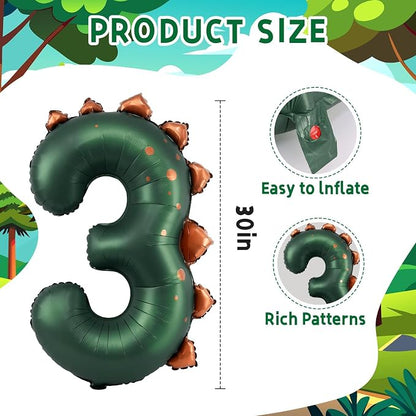 Dinosaur Number 3 Balloon, 30 Inch Birthday Party Decorations - Image 3