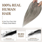 Rich Choices Hair Toppers for Women Real Human Hair 100% Human Remy Toppers NO Bangs for Women with Thinning on Top Clip in Hairpiece 4"x4.7"Lace Base 14 Inch Salt and Pepper G2 Sliver