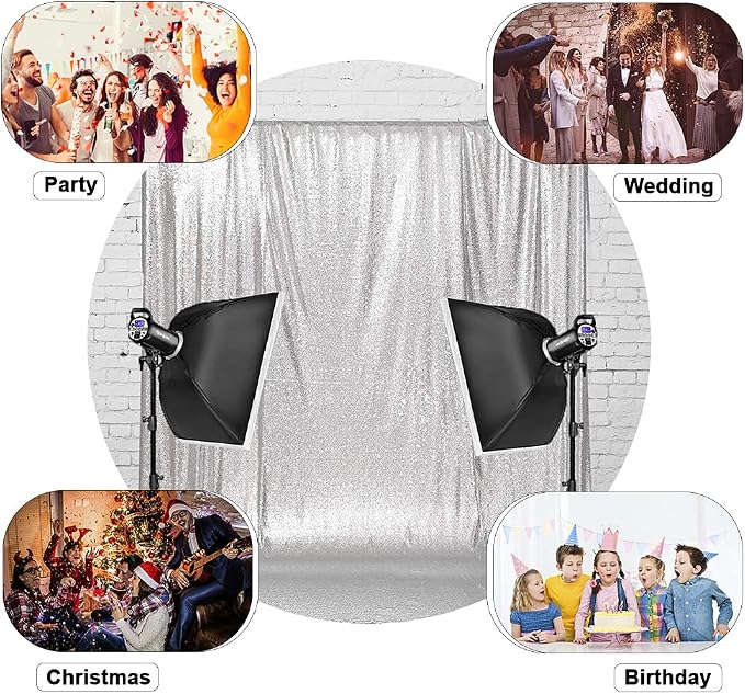 Eternal Beauty Silver Thick 3mm Sequin Backdrop 10x10 Ft - Image 2