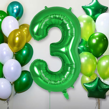 Dark green Number 3 Balloon 40 Inch, Big Large Foil Helium Number Balloons - Image 4