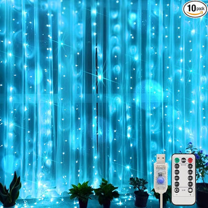 Curtain Lights for Bedroom, 200 Led 6.5ft x 6.5ft Hanging String Lights Outdoor by SUDDUS