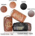 Personalized Toiletry Bag for Men, Engraved Name Initials Toiletry Bag, Customized Monogram Travel Shaving Dopp Kit for Groomsmen, Gift for Christmas, Birthday, Dad, Husband (Light Brown)
