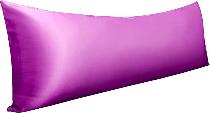 NTBAY Satin Body Pillowcase for Hair and Skin, Luxurious and Silky Pillow case with Envelope Closure, 20x54 Inches, Purple