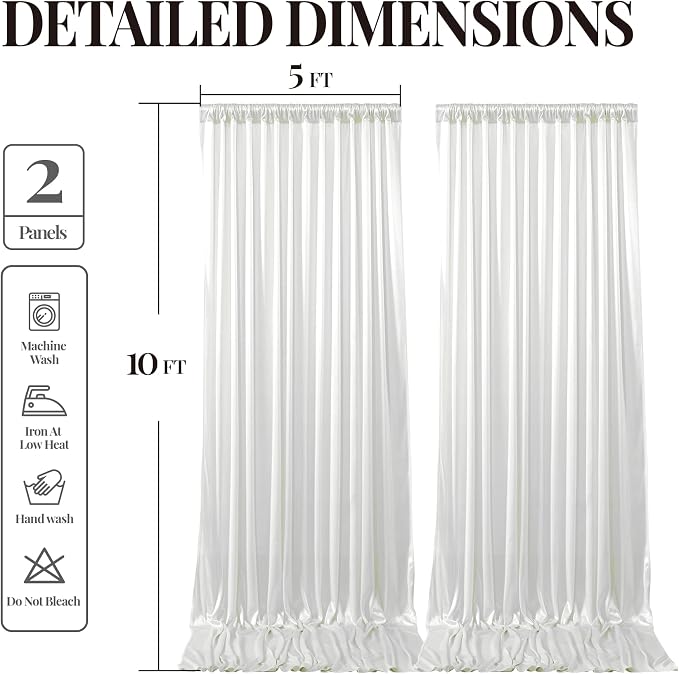 10x10 ft Ivory Glitter Backdrop Curtain - Image 9
