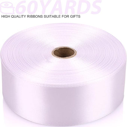 1-1/2 Inch 60 Yards White Solid Satin Ribbon - Image 2