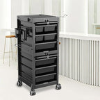 TASALON Professional Salon Trolley Cart, 6 Drawers with Dividers, Lockable Storage,Versatile Salon Cart for Hair Stylist, Hair Tool Holders, Black