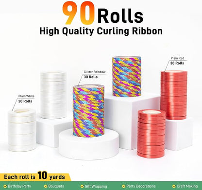 Inspire 90 Rolls 3 Colors Rainbow Curling Ribbon - Image 2