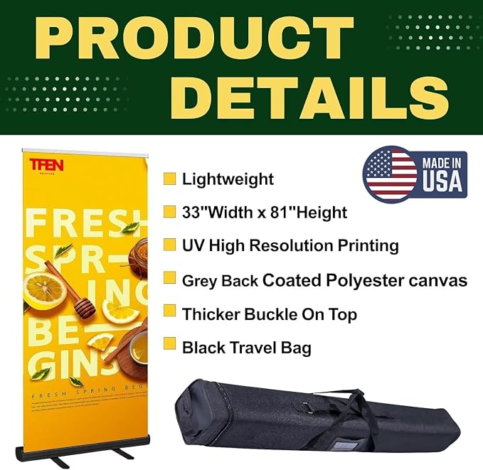 Custom Banner Aluminum Black Retractable Banner-Made in USA-33"x81" - Image 4