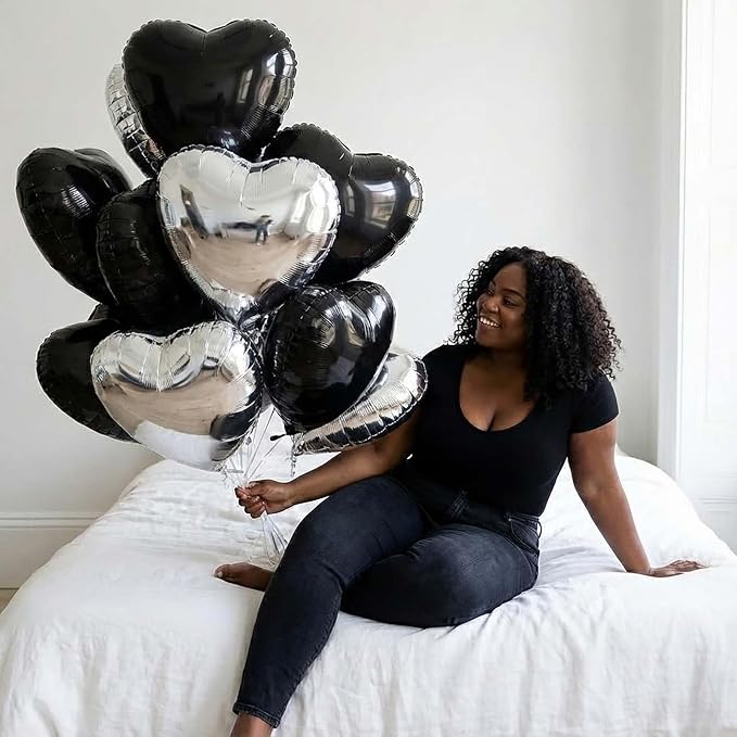 I Love You Balloons for Him/Her Balloons black Sliver romantic balloon kit - Image 6