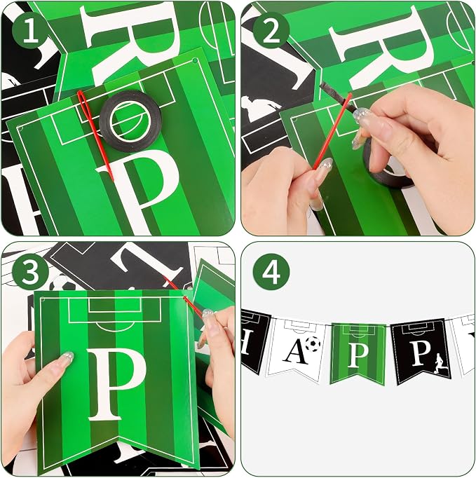 Soccer Happy Birthday Banner Bunting Garlands Sign Soccer Birthday Party - Image 3