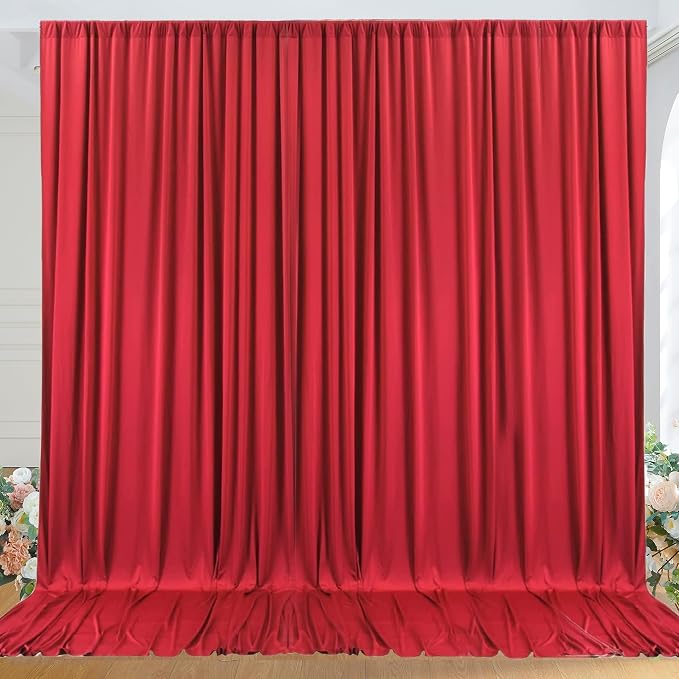 10ft x 10ft Wrinkle Free Red Backdrop Curtains by ENJOYYOURPARTY