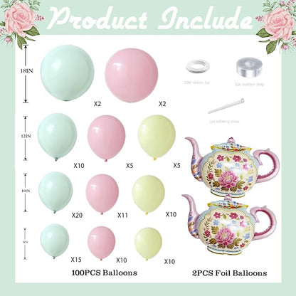 102pcs Tea Party Decorations Balloon Garland Arch Kit - Image 2