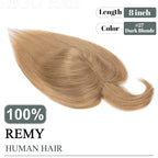 SEGO Hair Toppers for Women Real Human Hair with Thinning, with Front Bangs Clip in Toppers Straight 150% Density Silk Base -16 Inch #27 Dark Blonde