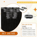 Full Shine Clip in Hair Extensions Real Human Hair Black Root Light Brown Mix Blonde Seamless Hair Extensions Clip in with PU Weft Softness 16 Inch 8 PCS 120 G
