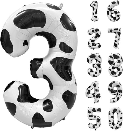 Cow Print Number Balloons, Large Foil Number 3 Balloon 40 Inch Cow Balloon by Yeodong