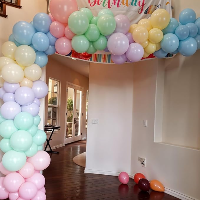 Pastel Balloons, 12 Inch Macaron Pink Yellow Purple Blue Green Latex and - Image 6