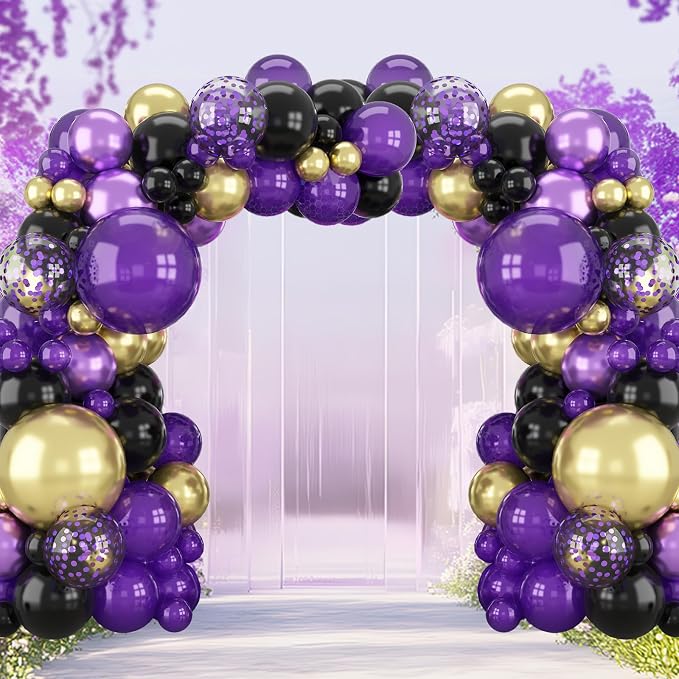 HILAVO Purple Black and Gold Balloon Arch Kit Graduation Balloon Garland Dark - Image 6