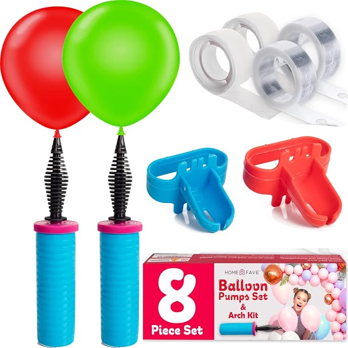 Balloon Pump Balloon Arch Kit Set of 8 Balloon Pump, Dual Action Hand Held by HomeFave