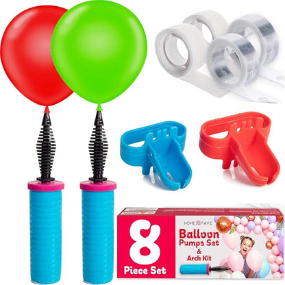 Balloon Pump Balloon Arch Kit Set of 8 Balloon Pump, Dual Action Hand Held by HomeFave