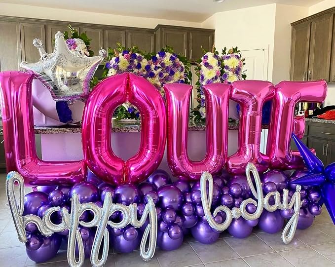 Hot Pink Letter B Balloons, B Letter Balloon 40 Inch Foil B Balloon | Hot Pink - Image 3