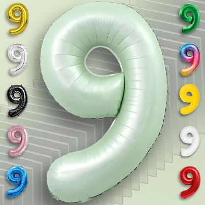 Green Number Balloon 9 Mylar Foil Balloons 32 inch - Image 2